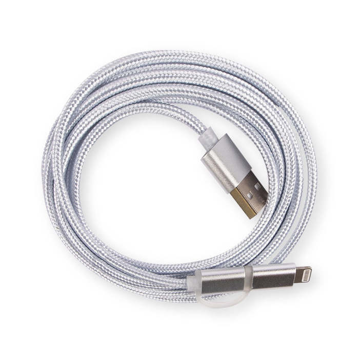 2 In 1 Braided Lighting Charger Cable for Iphones 1.5 Metres