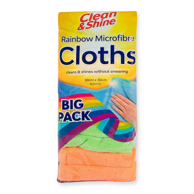 Clean & Shine Rainbow Microfibre Cloths 10 Pack