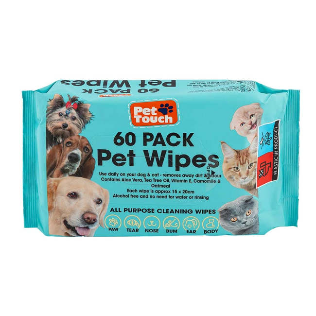 All Purpose Cleaning Pet Wipes 60 Pack