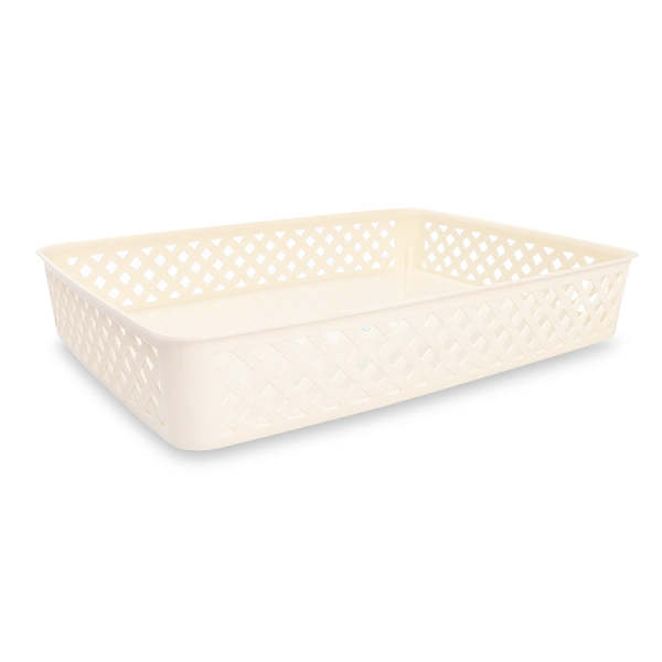 Multipurpose Patterned Plastic Organiser Tray Cream