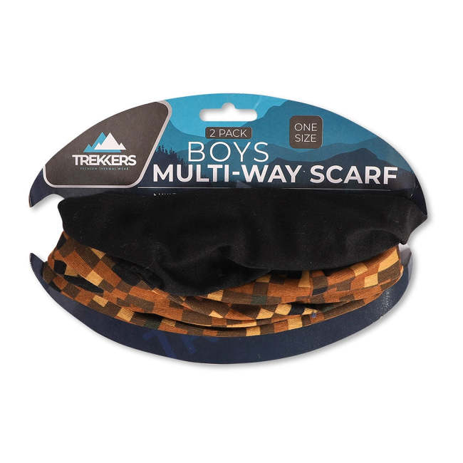 Boys Black Multi-Way Scarf 2 Pack