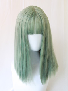 Medium long green wig