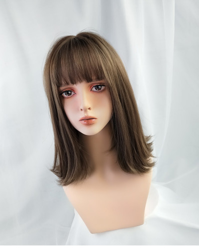 Cold brown wig of medium length