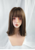 Cold brown wig of medium length