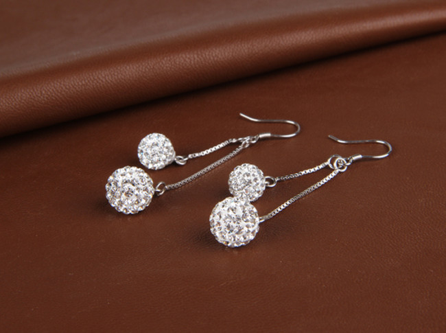  Crystal double ball earrings