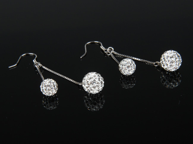  Crystal double ball earrings
