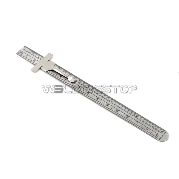 Depth Gauge pocket clip, inch metric equivalent, Stainless Steel muli-use ruler