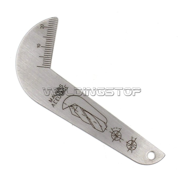 Drill bit gauge, edge dimension gage, 120° drill bit sharpening angle tool