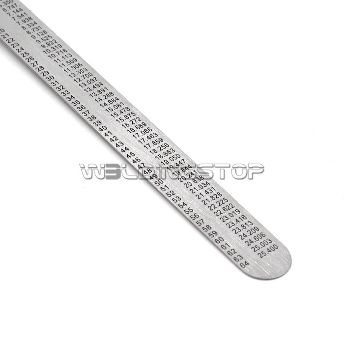 Depth Gauge pocket clip, inch metric equivalent, Stainless Steel muli-use ruler