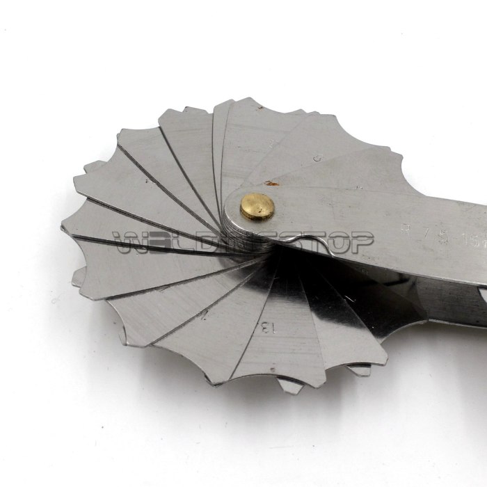 S/S Radius gage Gauge Fillet 32pcs set R7.5-15mm Lock Device MEASUREMENT Tools