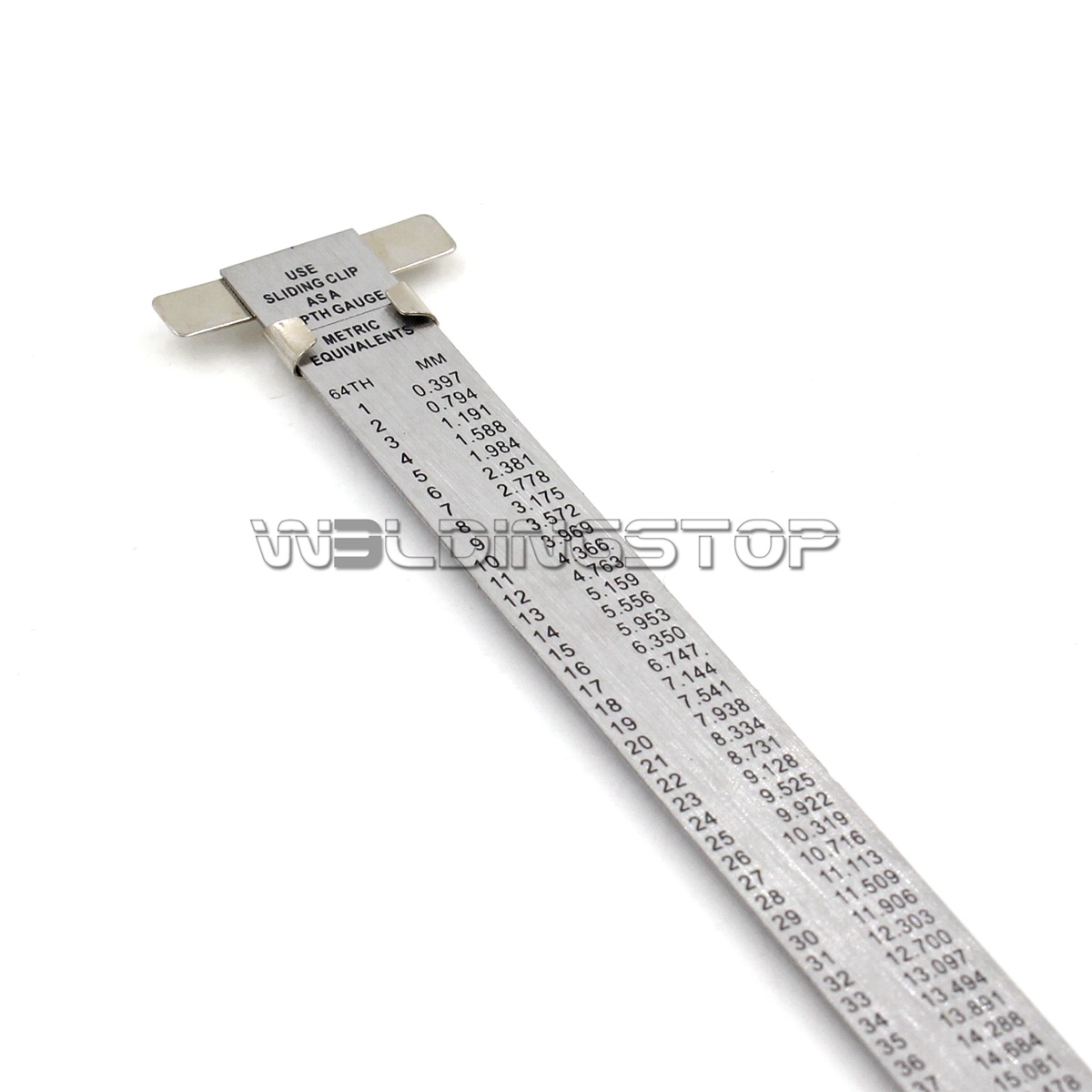 Stainless Steel muli-use ruler inch metric equivalent Depth Gauge pocket clip 