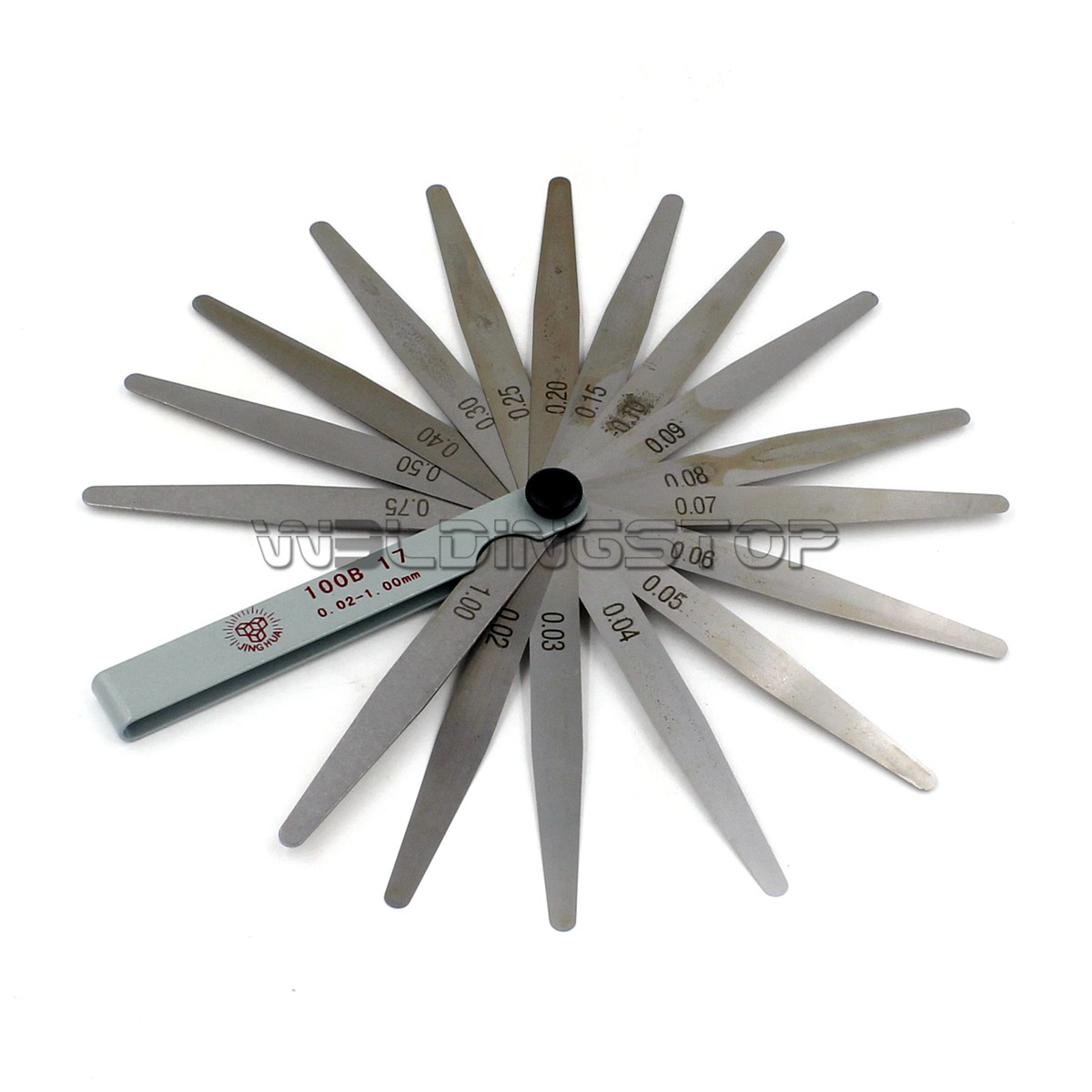 Feeler Filler Gauge Filler Gage Set Gap Width Measure 17pieces Blades 0.02-1.00mm Metric Reading Inspection Tool 