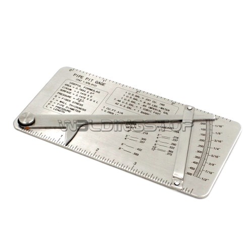 Pipe pit Welding Gage 0-1/2'' in 1/64'' Increments Handy Formulas&Decimal Equivalent Stainless Steel