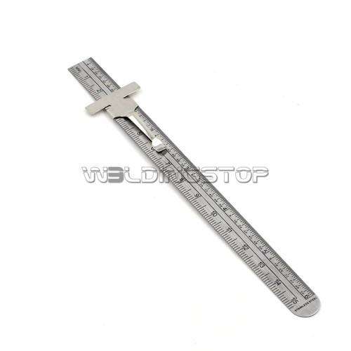 Depth Gauge pocket clip, inch metric equivalent, Stainless Steel muli-use ruler