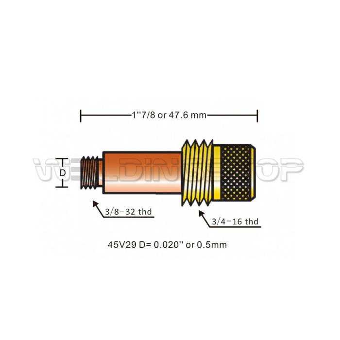 45V29 Gas Lens Collet Body 0.020'' 0.5mm fit TIG Welding Torch WP-17 WP-18 WP-26