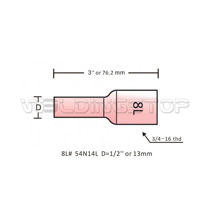 54N14L #8 Gas Lens Ceramic Nozzle 1/2
