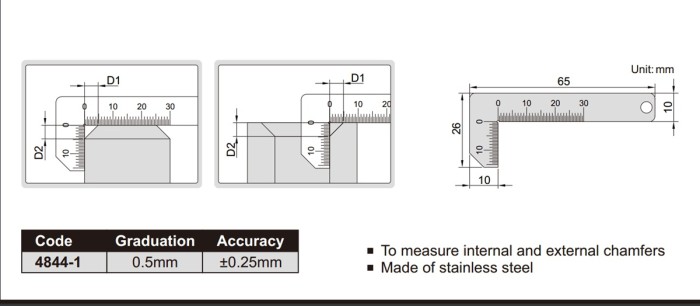 Chamfer Device Chamfering Inspection Tool Metric Reading Stainless Steel