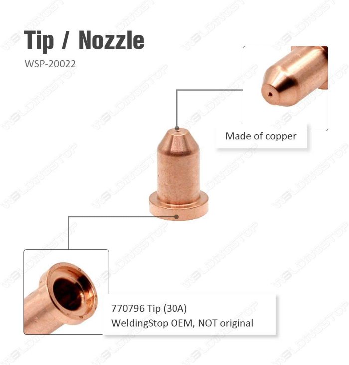 770791 Electrode 770796 Tip 30A for Hobart Airforce 27i 40i Cutter XT30R XT40R Torch (PKG-12)