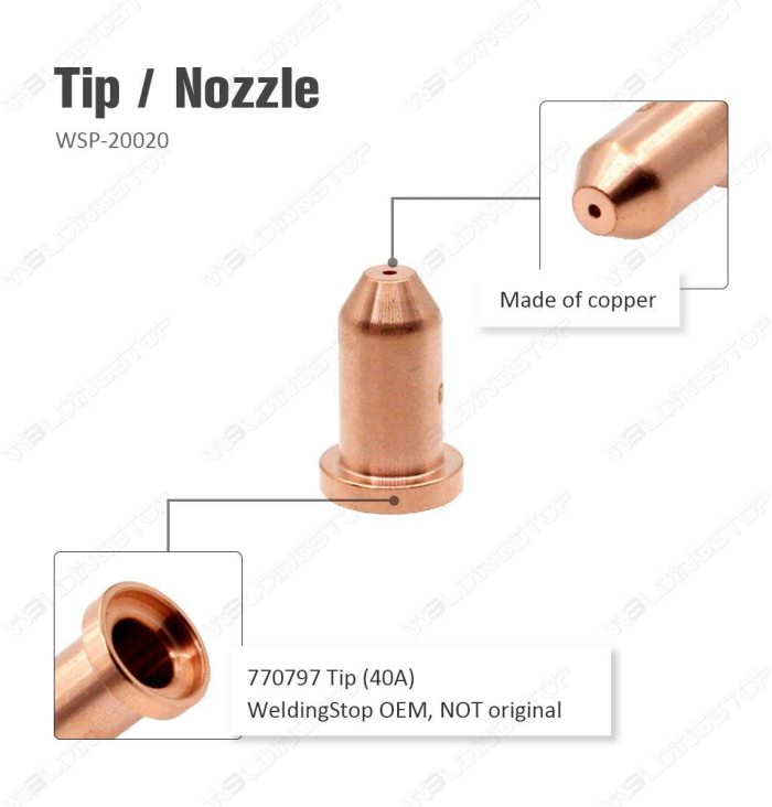 770791 Electrode 770797 Tip 40A for Hobart Airforce 40i Cutter XT40R Torch (PKG-12)