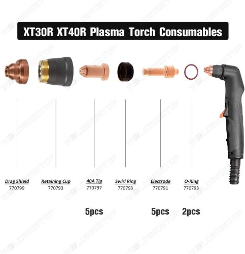 770791 Electrode 770797 Tip 40A for Hobart Airforce 40i Cutter XT40R Torch (PKG-12)