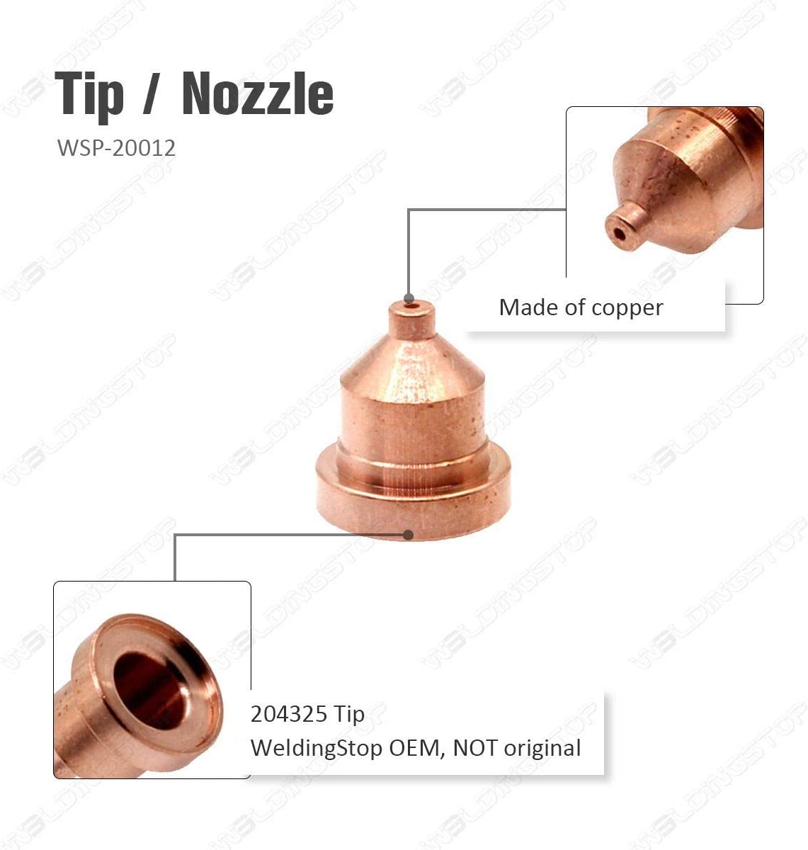 Plasma Cutting Tips & Electrodes 40A - 10 Pack Of 204325 Tips & 192047 Electrodes For Miller ICE-40C/T Torch