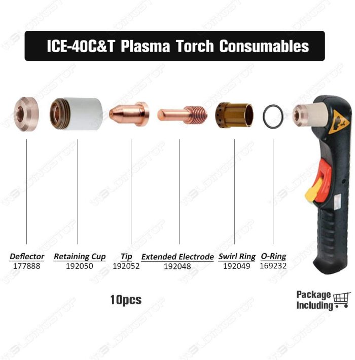 192052 / 3RDV7 Plasma Extended Tip 40A For Miller Torch ICE-40C/40T/55C PK-10