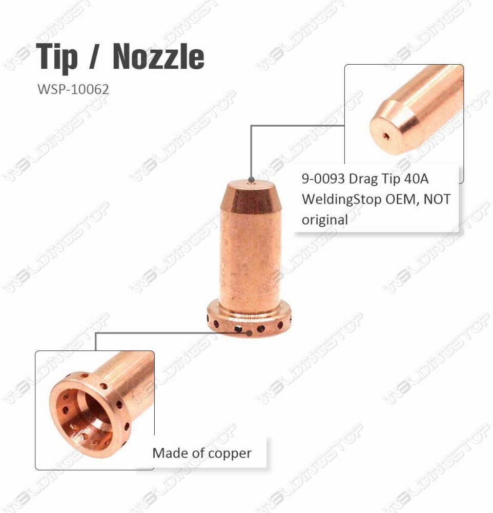 WeldingStop SL40 Plasma Drag Tips 5-Pack - 40A Nozzles For Thermal Dynamic Cutmaster