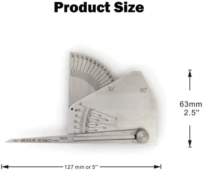 SKEW-T Fillet Weld Gauge Welding Inspection Acute Obtuse Fillet Leg Length&Throat Size Standard or Metric Reading