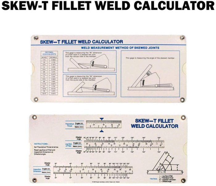 SKEW-T Fillet Weld Gauge Welding Inspection Acute Obtuse Fillet Leg Length&Throat Size Standard or Metric Reading