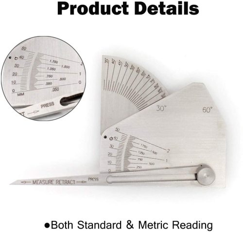 SKEW-T Fillet Weld Gauge Acute Obtuse Fillet Leg Length & Throat Size Standard or Metric Reading