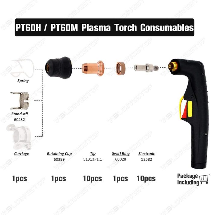 WS PKG/23 PT-60 PT60 IPT-60 IPT60 Plasma Cutting Torch Electrode/Nozzle 1.1mm 0.043