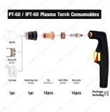 PKG -22 PT-60 Plasma Electrode/Tip/Shield Cup/Stand-Off for PT-40 IPT-60 Torch