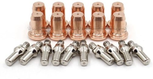 WS Pack-20 Plasma Cutting Electrode 52582 & Nozzle 51313 P1.0 Tip 1.0mm for PT-60 Torch Aftermarket Parts