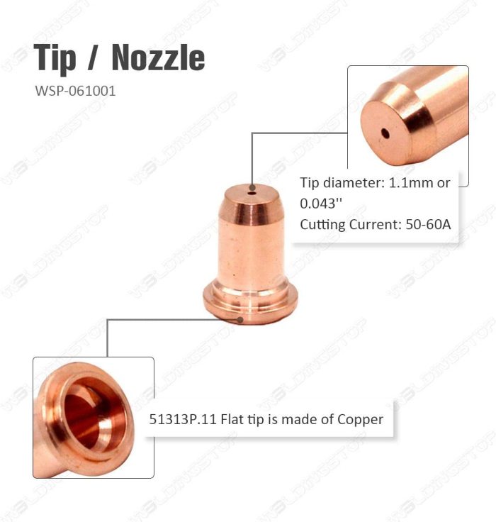 Pack-46 Plasma Cutting Torch PT-60 IPT-60 PT-40 IPT-40 Electrode & Nozzle 1.1mm Tip & Swirl Ring & Shield Cap