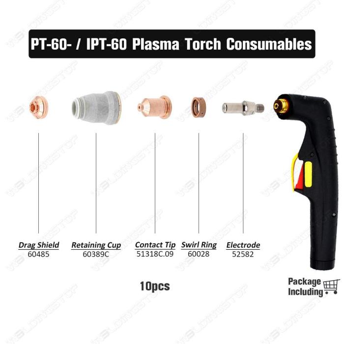 Plasma Cutting Torch PT-60 PT-40 Consumables 51318C.09 Shielded Nozzles Tip 0.9mm 0.035