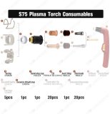 Electrode 1.2mm Tip 0.047'' Air Difusser Shield Cap Spring Fit Trafimet S75 Plasma Cutting Torch (48pcs)