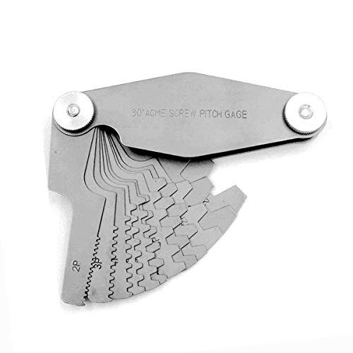 30 Degree Acme Screw Pitch Gauge Thread Pitch Measuring Tool Set Stainless Steel T-Thread Cutting Gauge 12pcs