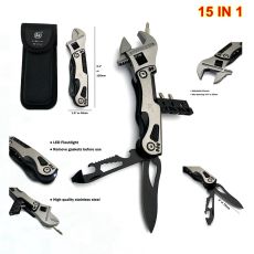 15 In 1 Multi-functional Tool Wrench Spanner Knife Screwdriver Bottle Opener Saw