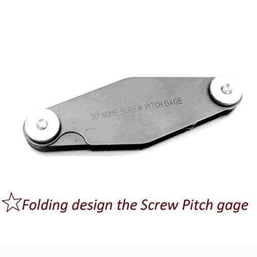 30 Degree Acme Screw Pitch Gauge Thread Pitch Measuring Tool Set Stainless Steel T-Thread Cutting Gauge 12pcs