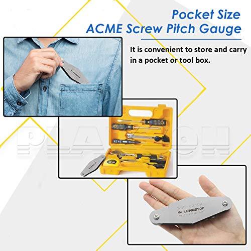 WeldingStop 29 Degree Acme Screw Pitch Gauge Stainless Steel Thread Pitch Measuring Tool Set T-Thread Cutting Gage 16pcs