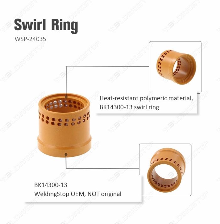 WeldingStop Plasma Cutting Torch Consumables BK14300-13 Swirl Ring  45-125A for Lincoln FlexCut LC125M Torch PK1