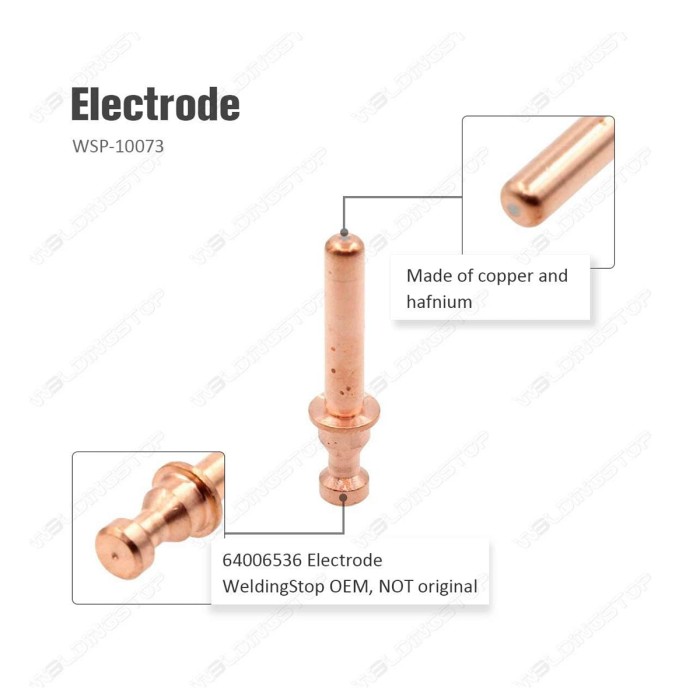 WeldingStop Plasma Welding Electrodes 64006536 for Plasma Welding Machines Radnor MasterCut  MC40 Torch 5PK