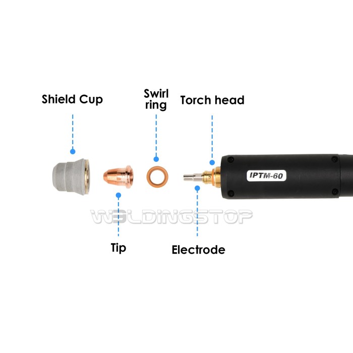 WeldingStop IPTM-60 PT60 PT-60 IPT60 IPTM60 Pilot Arc Non-HF Plasma Cutting Torch Straight Head CNC Machine Gun 60A 1pc