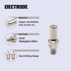 100pcs 52582 Electrode for PT-60 Plasma Cutting Torch & IPT-60 PT-60 Plasma Cutting Torch Nozzle 51313P.10 Flat Tip 1.0mm 0.039''