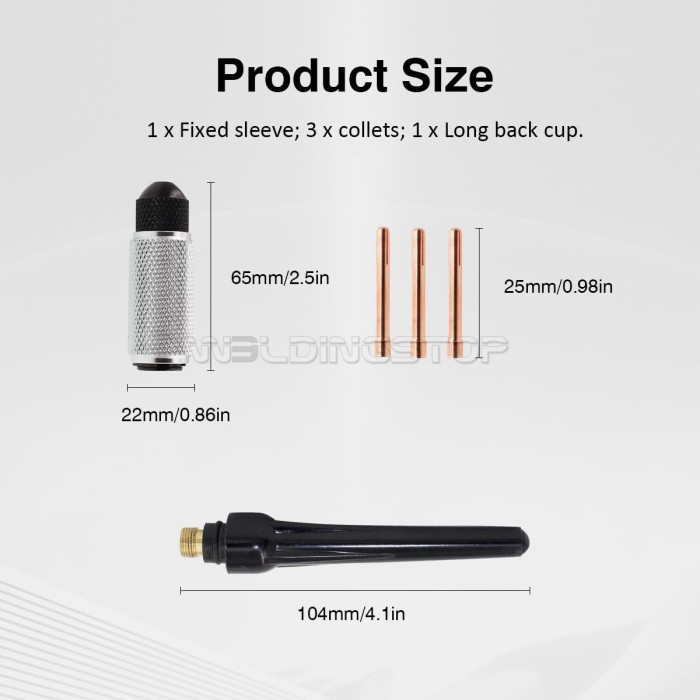 WeldingStop TIG Tungsten Manual Sharpener Holder TIG Collet and Long Back Cup Set TIG Grinding Set for 1/16