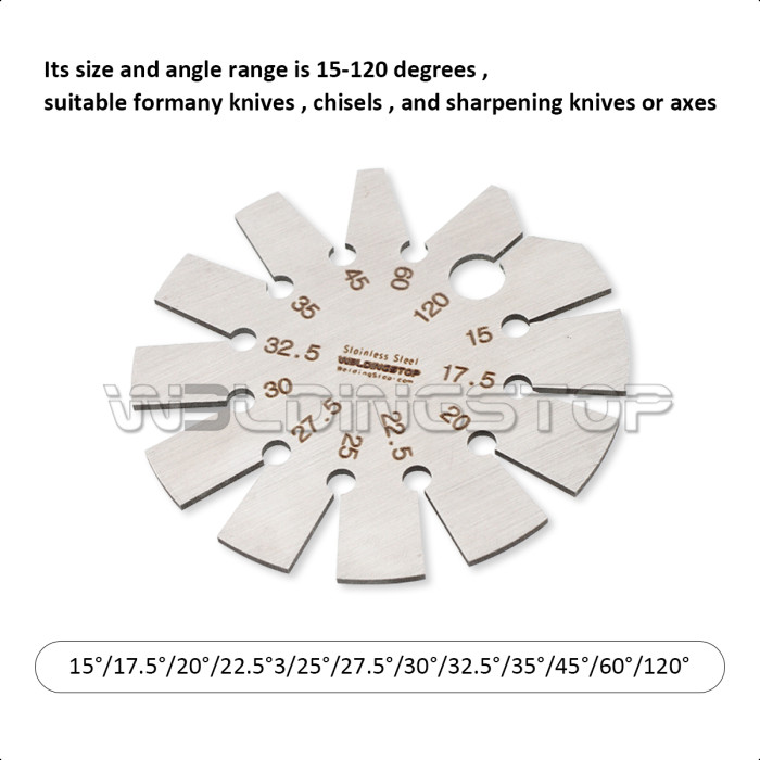 WeldingStop 2pcs Bevel Gauge Stainless Steel Round Shape Knife Angle Finder Axe Angle Gauge 15-120 Degree for Measuring Knife Angle
