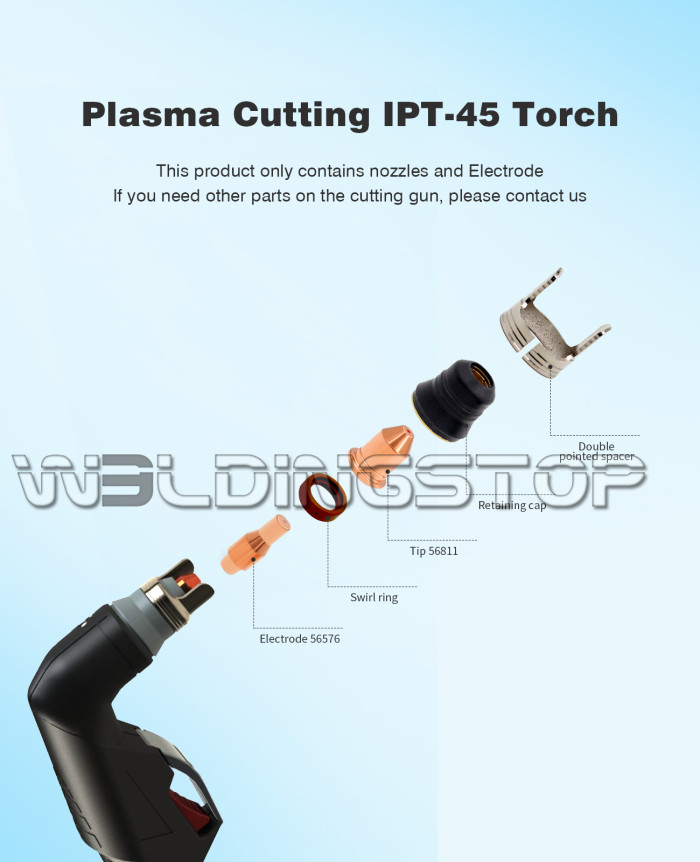 WeldingStop Electrode 56576 for Harbor Freight Titanium 45 Cutter IPT-45 Plasma Cutting torch 45Amps