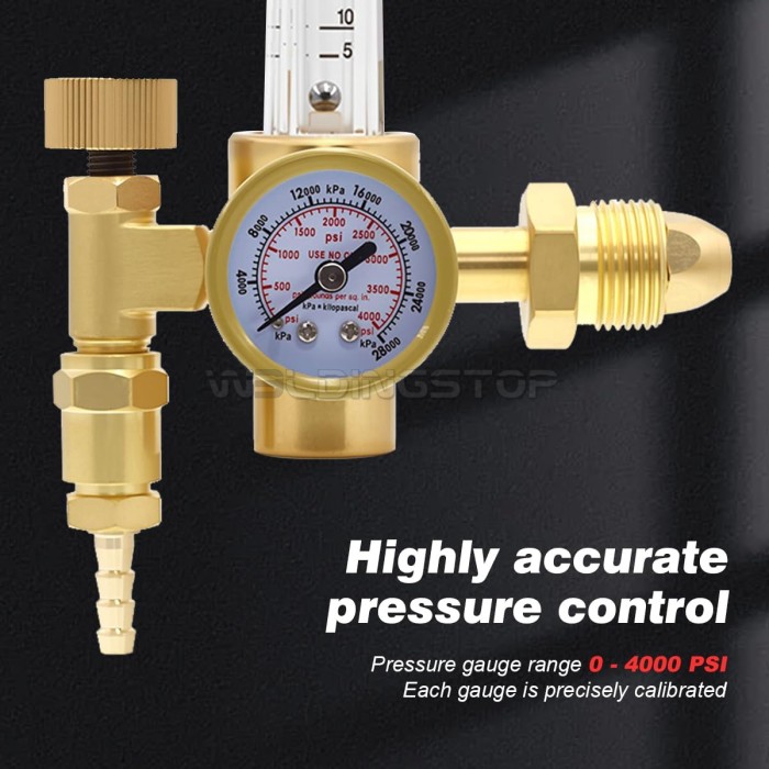 WeldingStop Argon CO2 MIG Welding Regulator CGA-580 0-60 CFH Flow Meter Gauge with 6.5FT Gas Welding Hose for MIG/TIG Welding