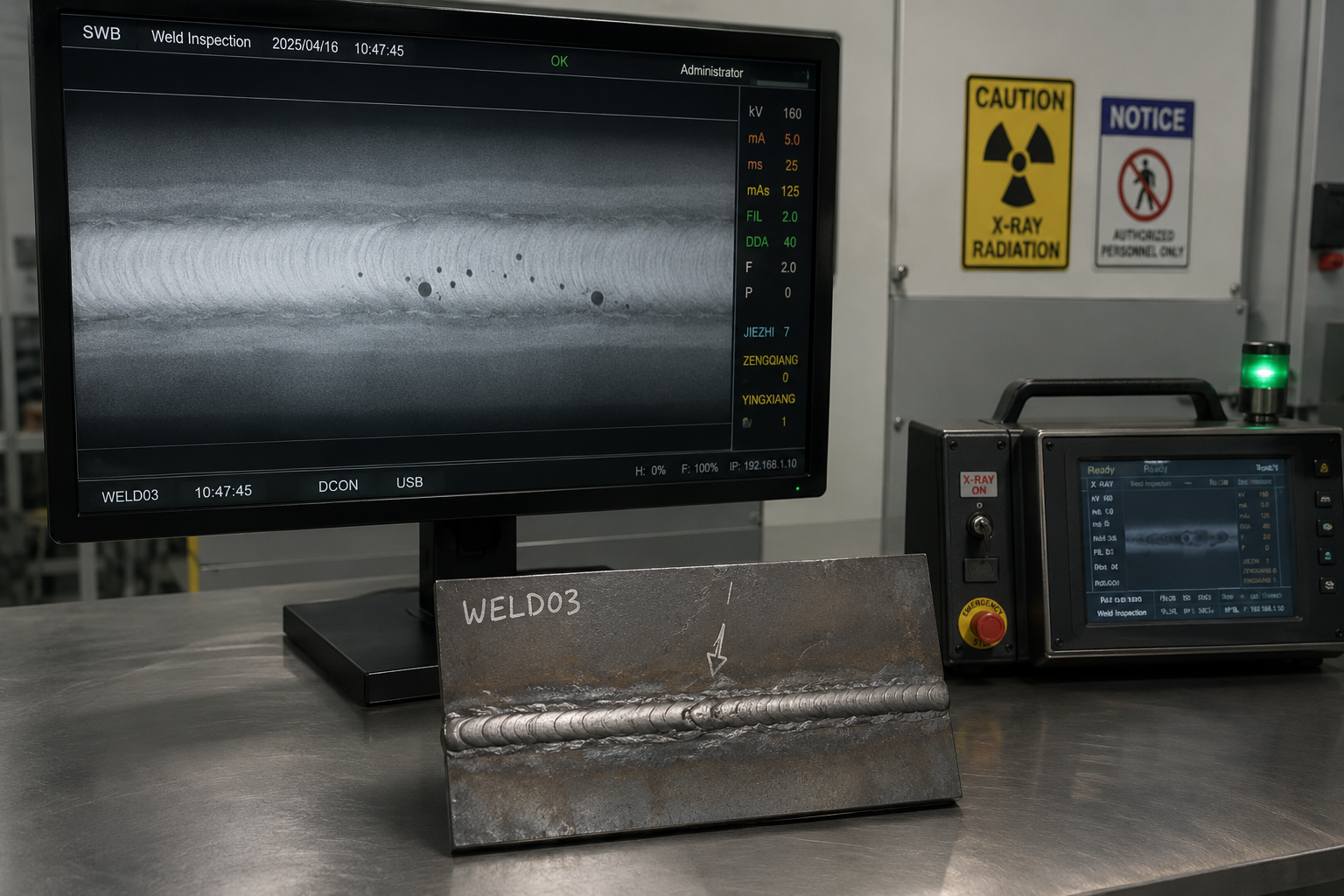 X-ray of weld porosity