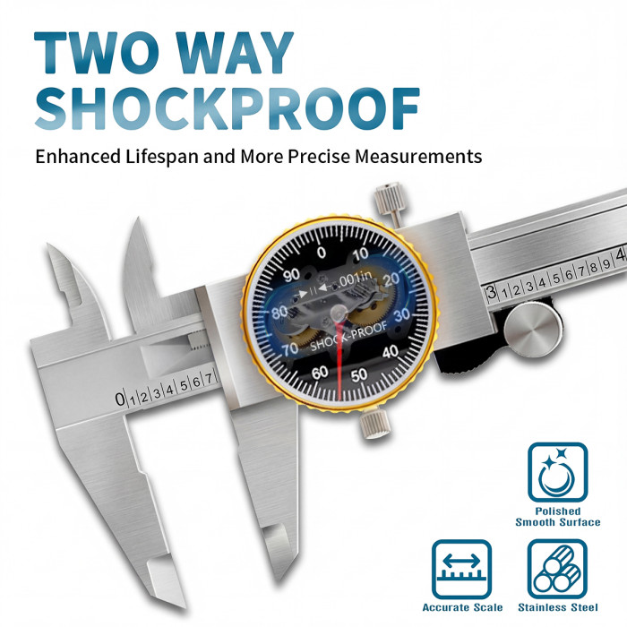 WeldingStop [Special Edition] 0-6 in Dial Caliper Set - Shock-Proof Stainless Steel 0.001 in High Precision Measuring Tool with Protective Case